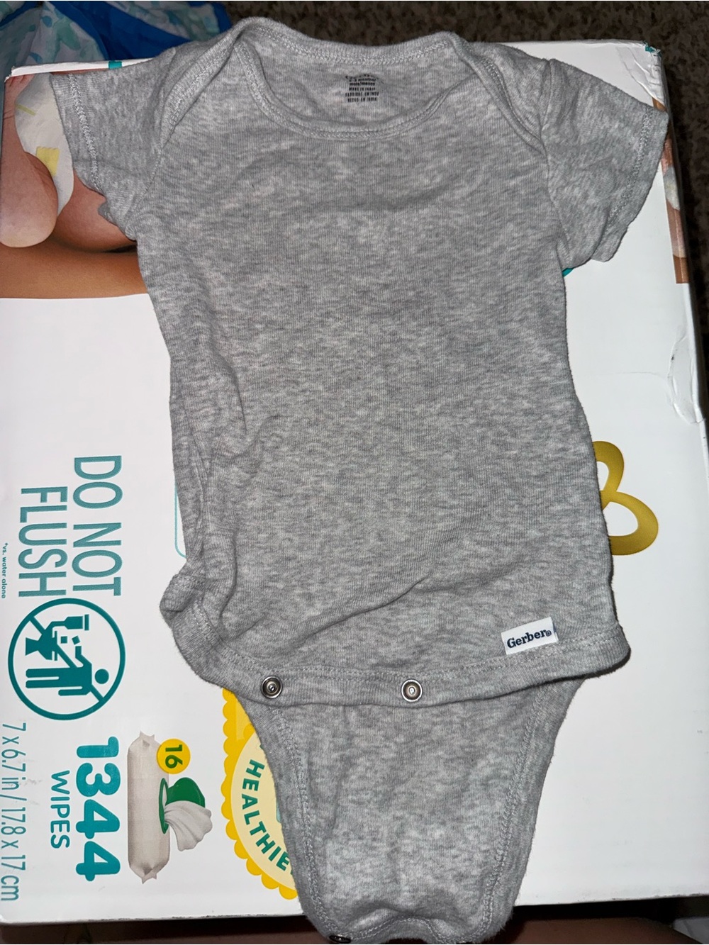 Gerber Light Gray Short Sleeve Baby Onesie
